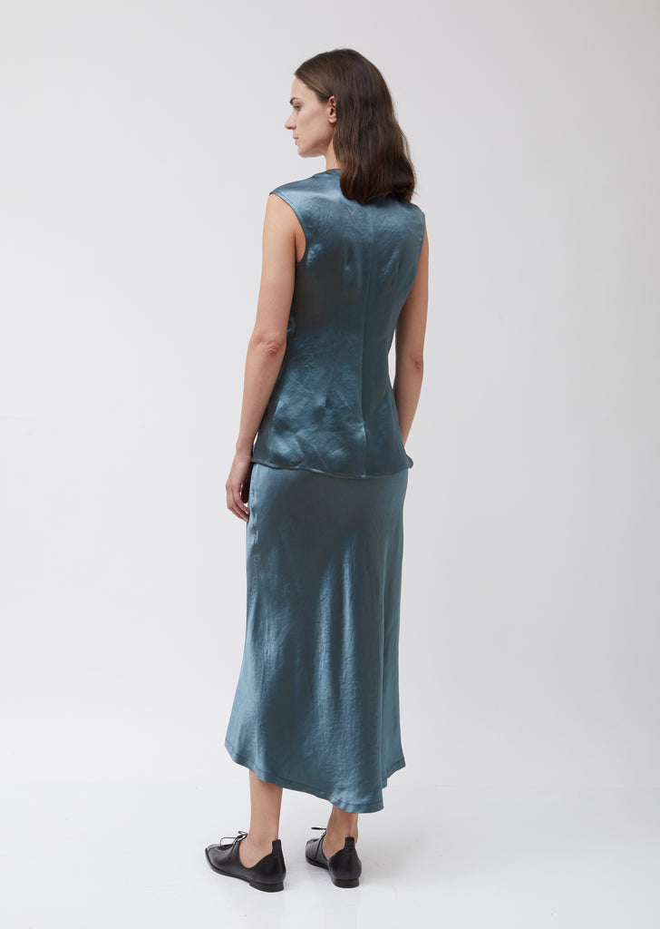 Vienna Fluid Satin Ruched Center Shirt