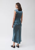 Vienna Fluid Satin Ruched Center Shirt