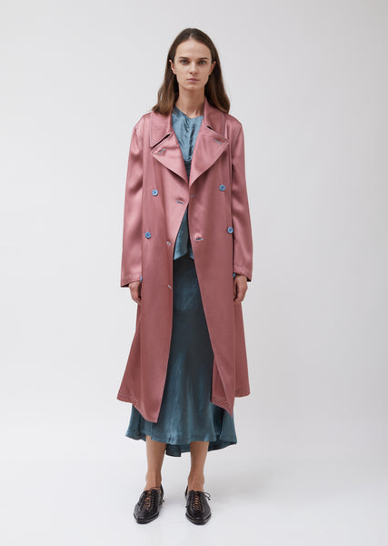 Sigourney Twill Satin DBL Breasted Trench Coat – La Garçonne