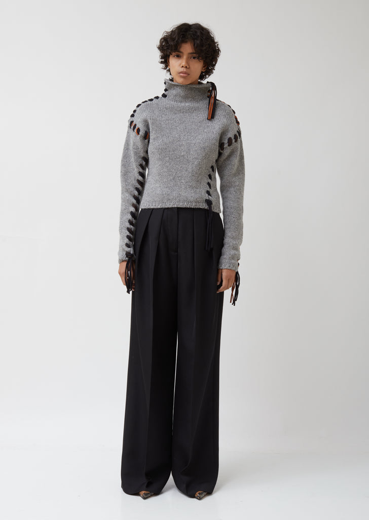 Kerri Lace Up Wool Sweater