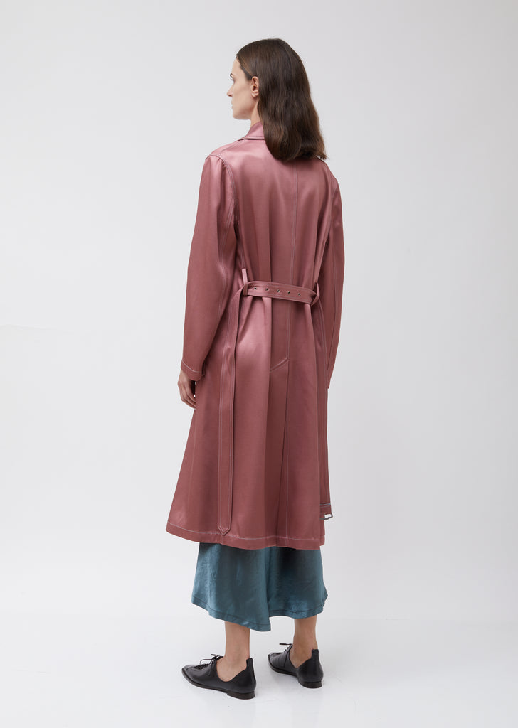 Sigourney Twill Satin DBL Breasted Trench Coat