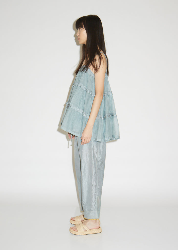 Drawstring Pant with Embroidered Hem
