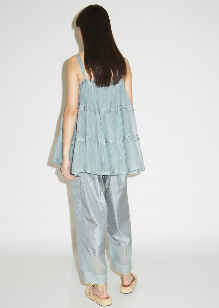 Drawstring Pant with Embroidered Hem