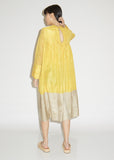 Silk Colorblock Long Sleeve Dress