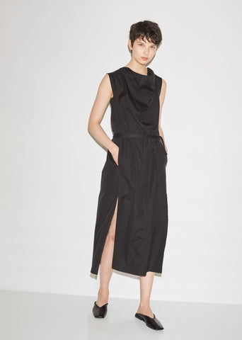 Sleeveless Cotton Cowl Neck Dress