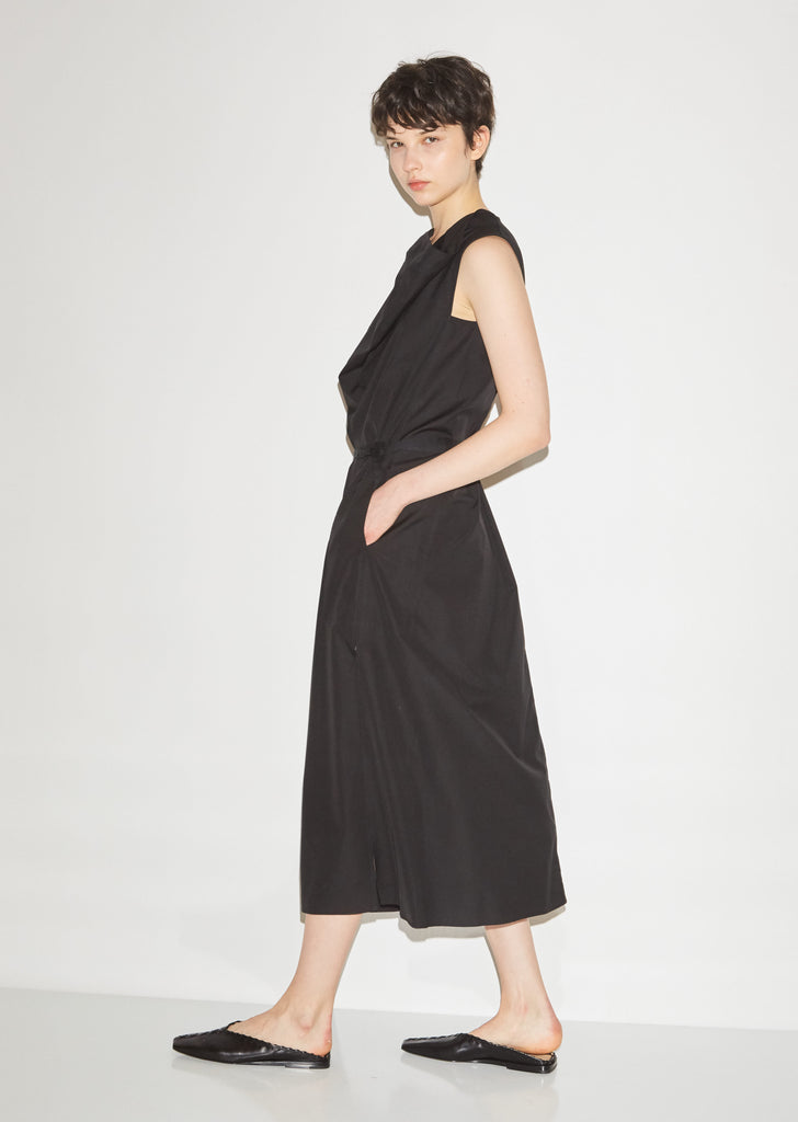 Sleeveless Cotton Cowl Neck Dress