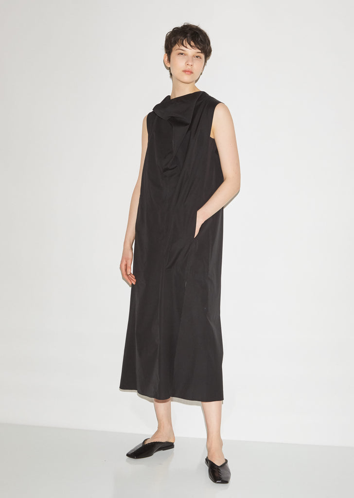 Sleeveless Cotton Cowl Neck Dress