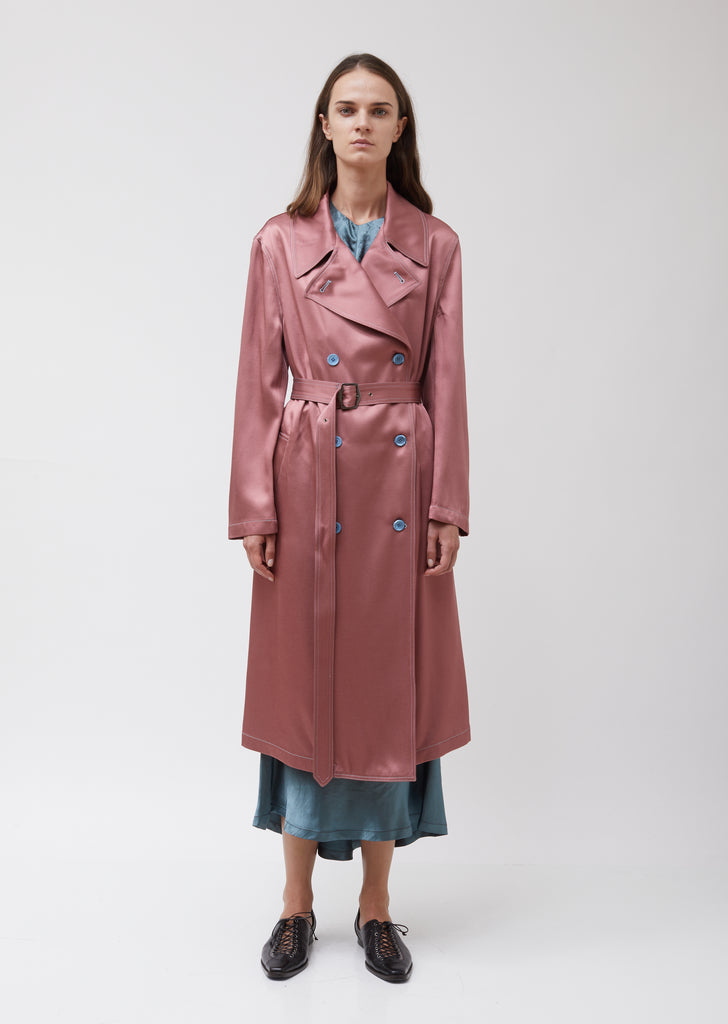 Sigourney Twill Satin DBL Breasted Trench Coat
