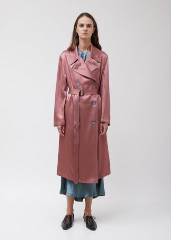 Sigourney Twill Satin DBL Breasted Trench Coat