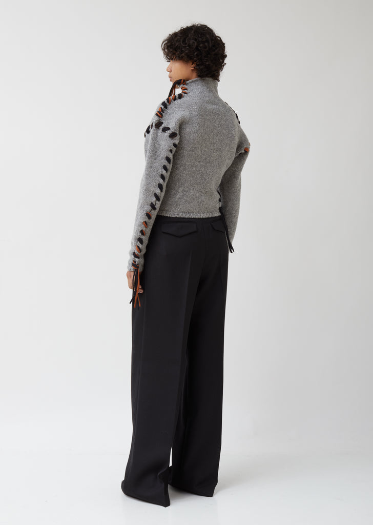 Kerri Lace Up Wool Sweater