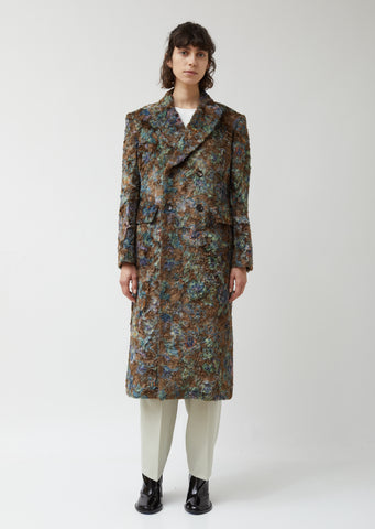 Rayon Pile Flower Pattern Print Coat