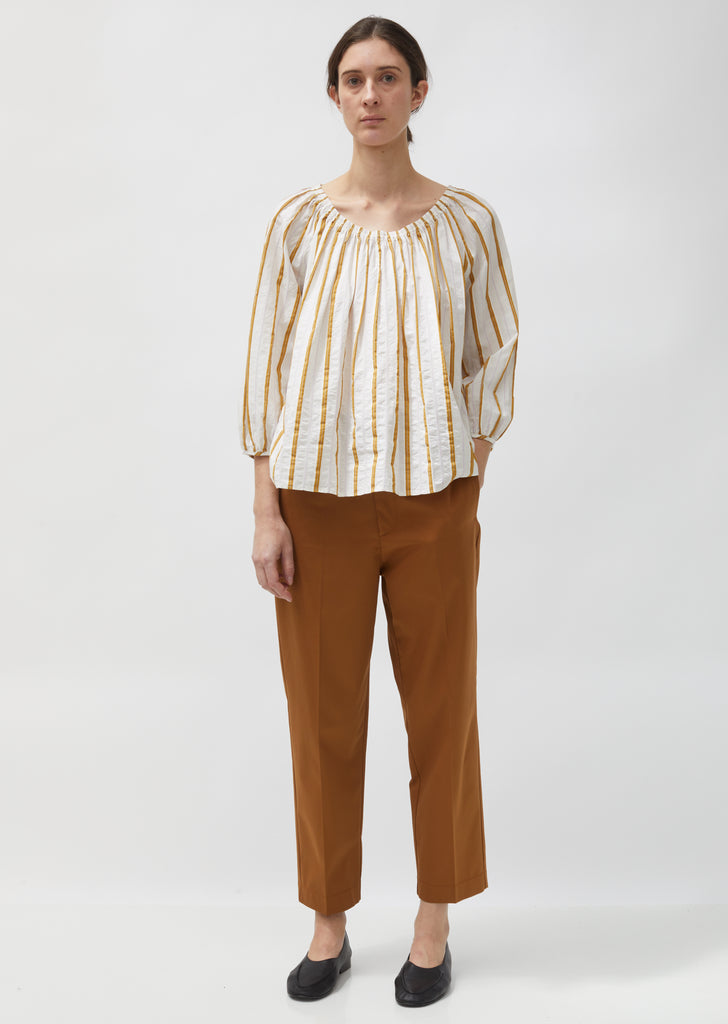 Striped Cotton & Linen Voile Blouse