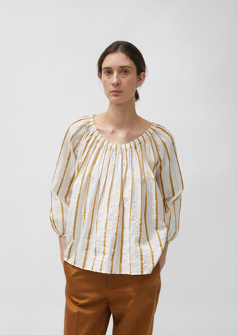 Striped Cotton & Linen Voile Blouse