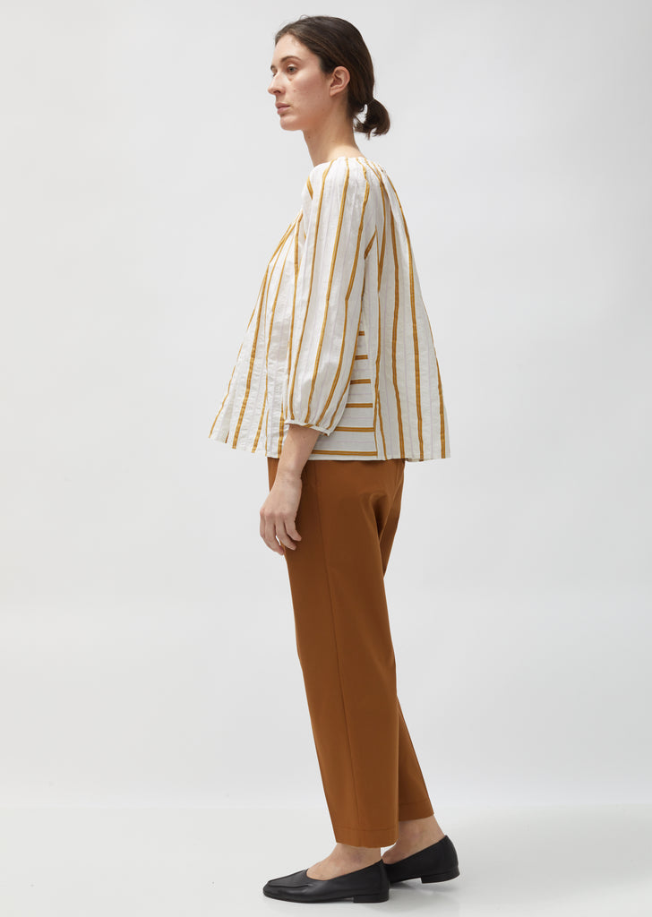 Striped Cotton & Linen Voile Blouse