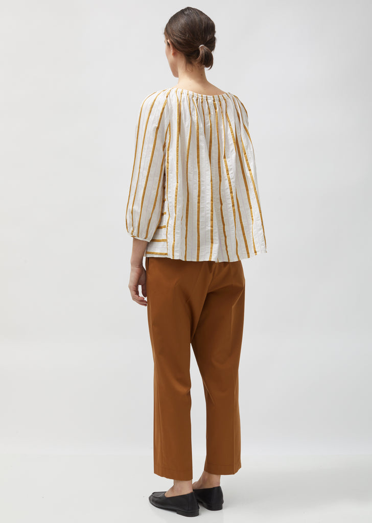 Striped Cotton & Linen Voile Blouse