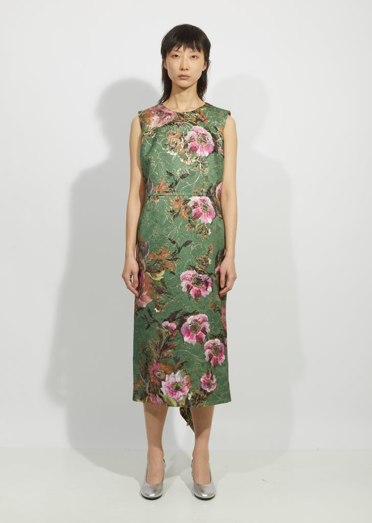 Lame Jacquard Flower Pattern Dress