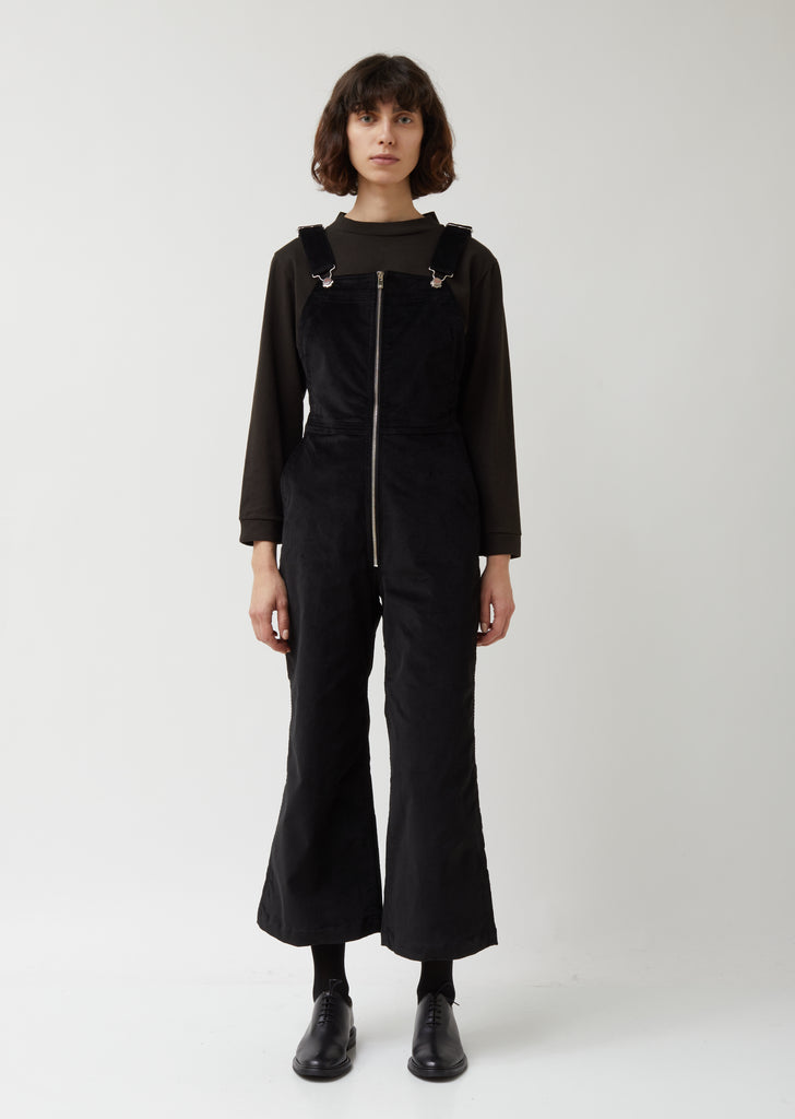 Velveteen Flared Overall One Piece