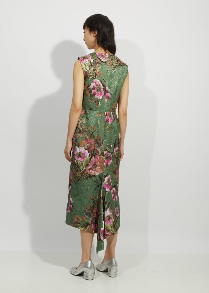 Lame Jacquard Flower Pattern Dress