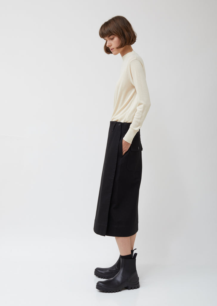 Wool Cotton Blend Utility Skirt