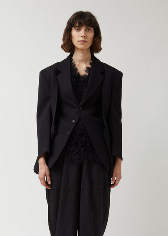 Wool Polyester Tweed Thick Gabardine Jacket