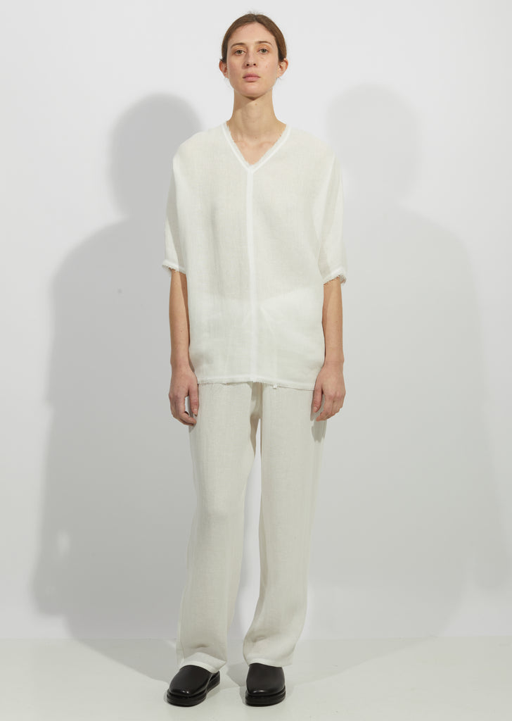 Linen Gauze V-Neck Top