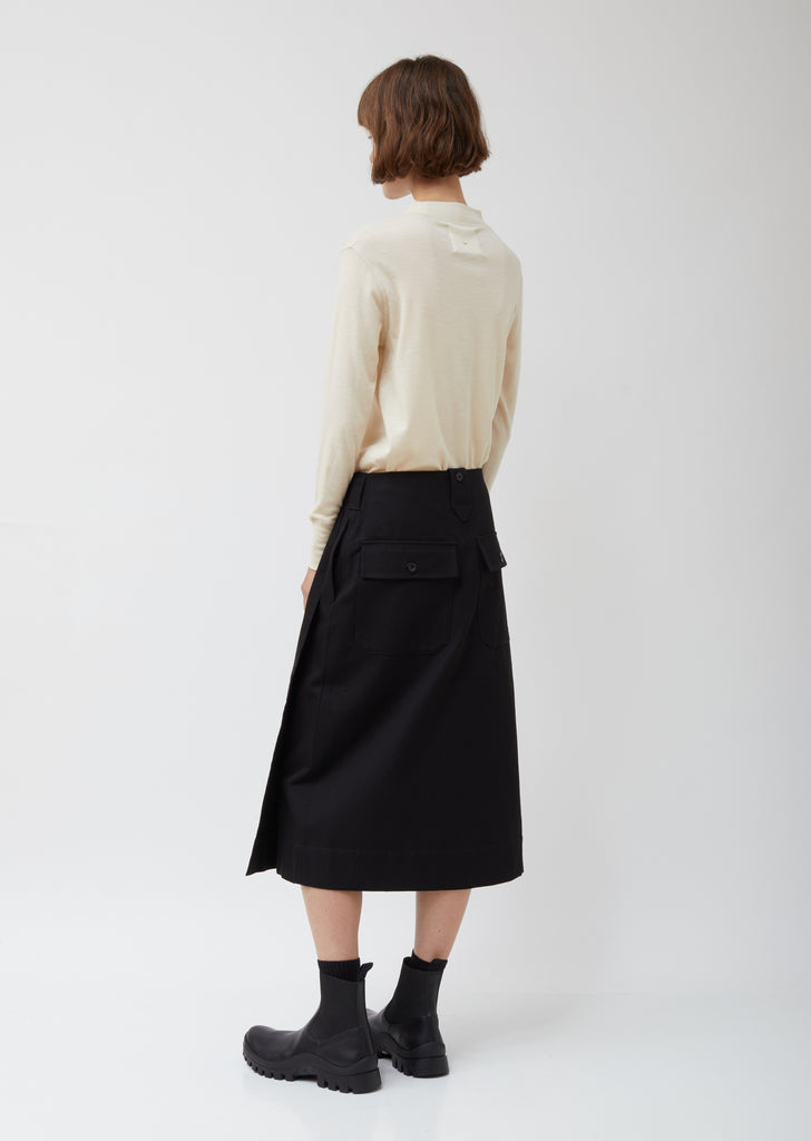Wool Cotton Blend Utility Skirt