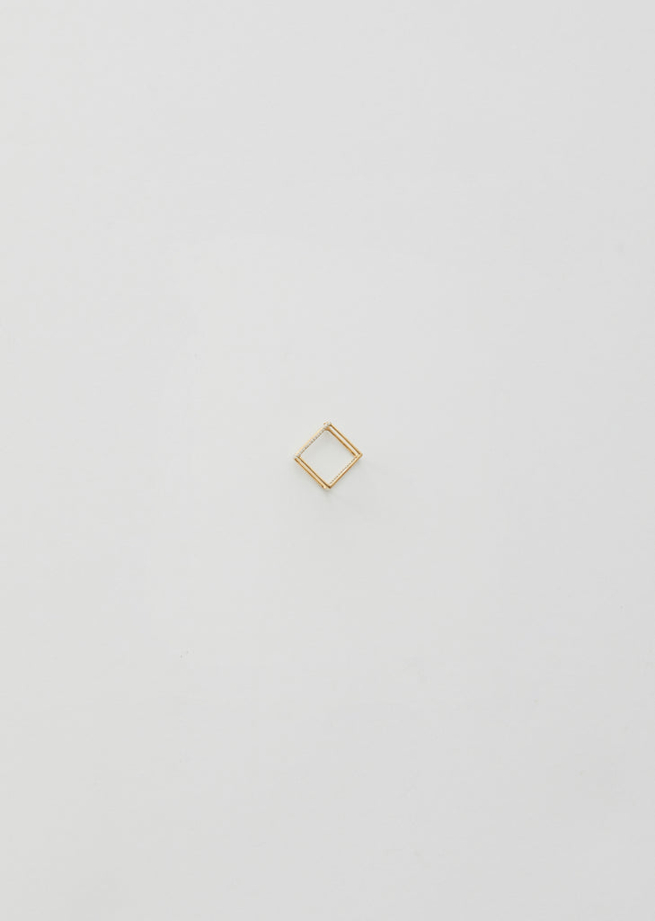 3D Square Earring 01 with Diamond — 15mm