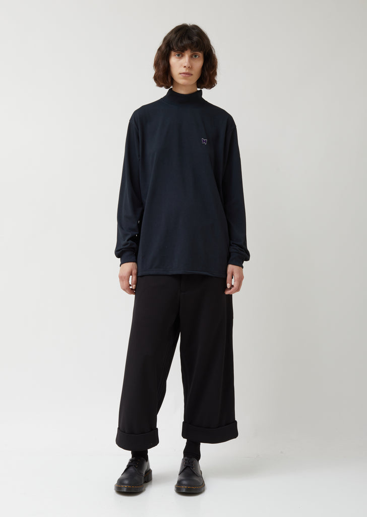 Synthetic Jersey Mock Neck Tee
