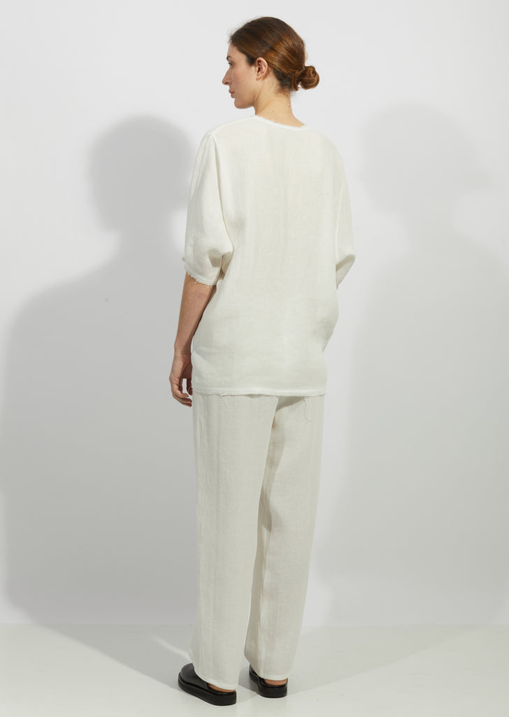 Linen Gauze V-Neck Top