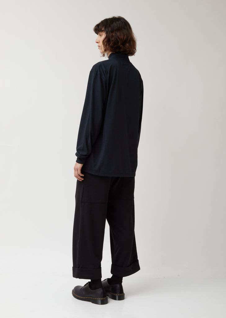 Synthetic Jersey Mock Neck Tee