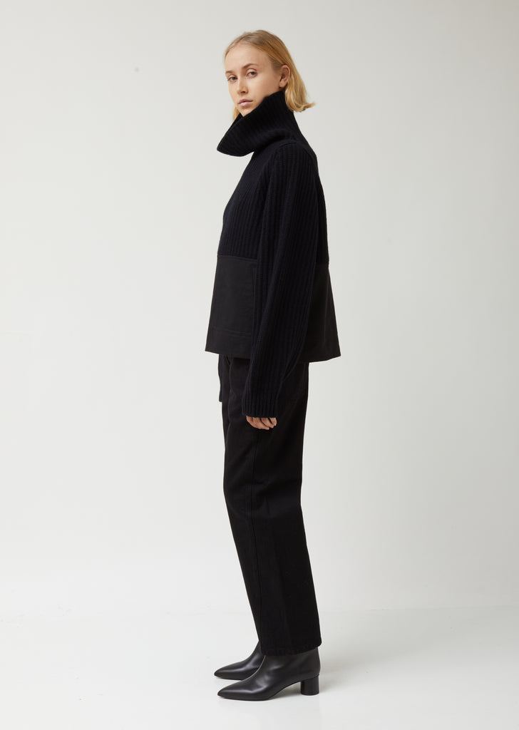 Turtleneck with Garment Dyed Panel