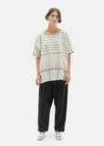 Striped Wool Embroidered Top