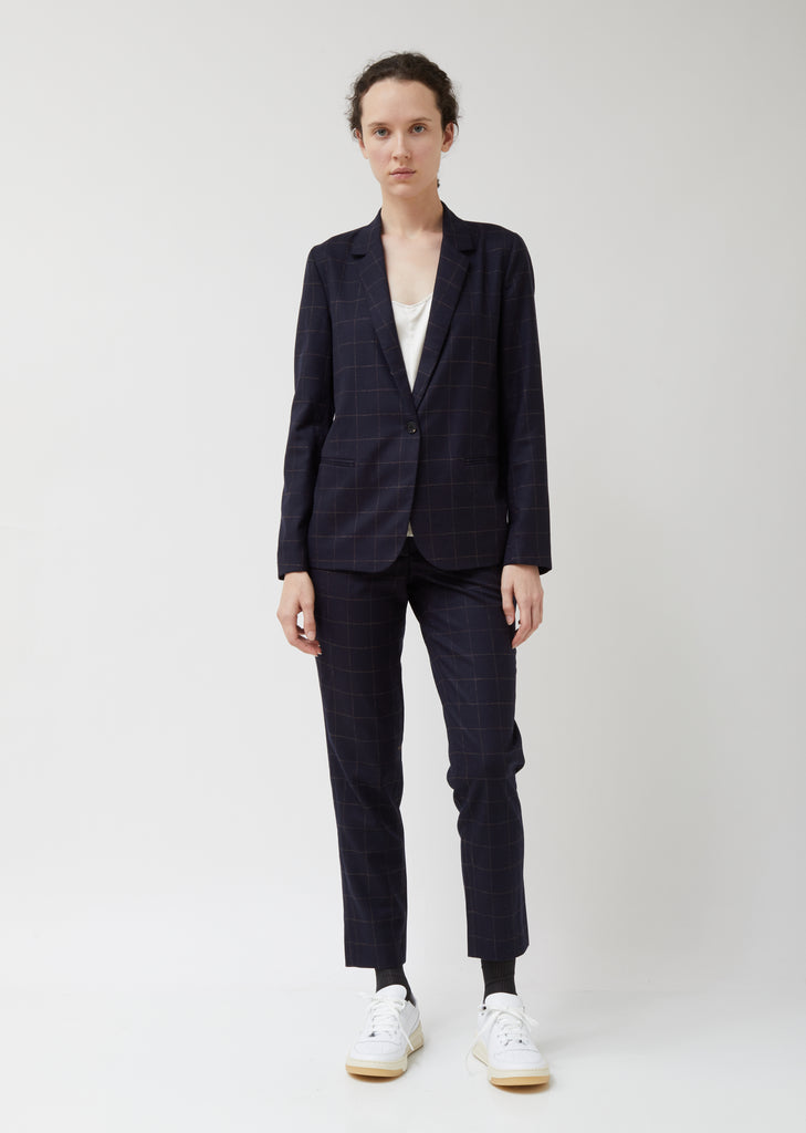 Navy Wool Windowpane Perfect Blazer