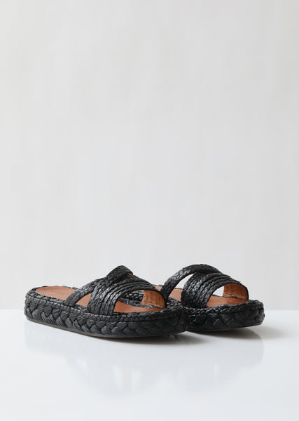 Newest Clergerie Black Idalie Raffia Sandals