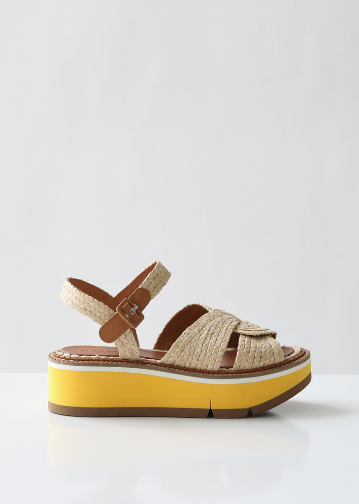 Aqua Raffia Platform Sandals