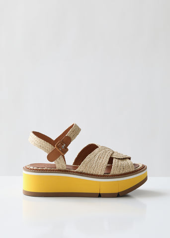 Aqua Raffia Platform Sandals