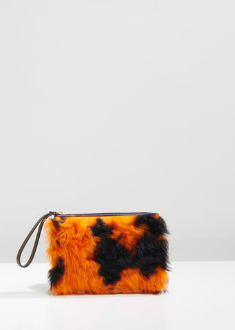 Leather and Lamb Fur Pochette