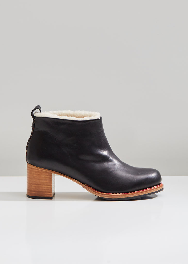 Braided Shearling Mid Heel Boots
