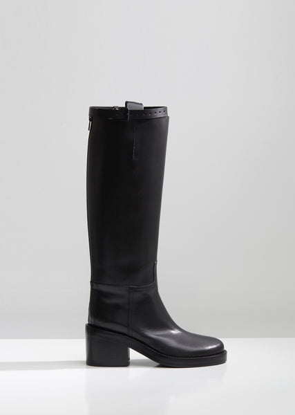 Vitello Lucido Nero Riding Boots by Ann Demeulemeester- La