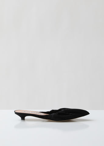 Bea Ruched Satin Mules