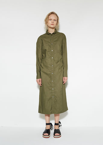 Ruched Cotton Shirtdress