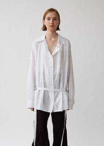 Drawstring Scoop Neck Shirt