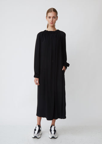 Pleated Long Sleeve Dress