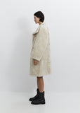 Embossed Logo Faux Fur Shearling Coat