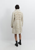 Embossed Logo Faux Fur Shearling Coat
