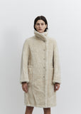 Embossed Logo Faux Fur Shearling Coat