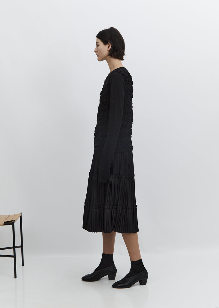Tier Oxford Pleated Skirt