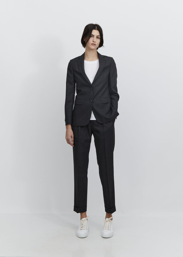 Vanessa Fresco Wool Blazer — Mid Grey