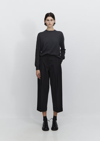 Deep Pleat Wool & Cotton Trouser