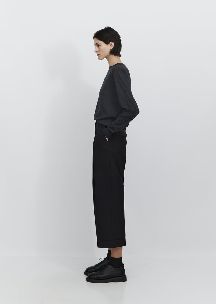 Deep Pleat Wool & Cotton Trouser